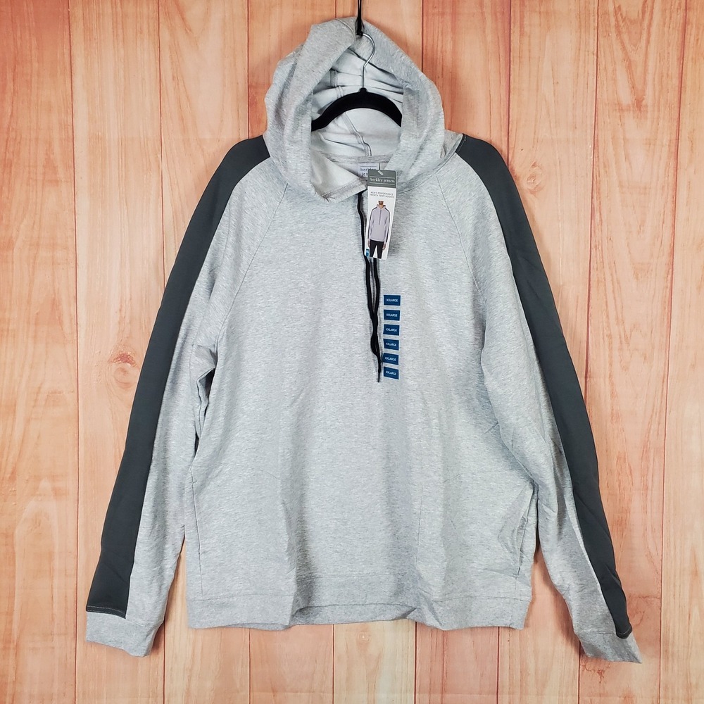 Berkley Jensen French Terry Hoodie Mens 2XL Heather Gray Stretch Raglan Sleeve